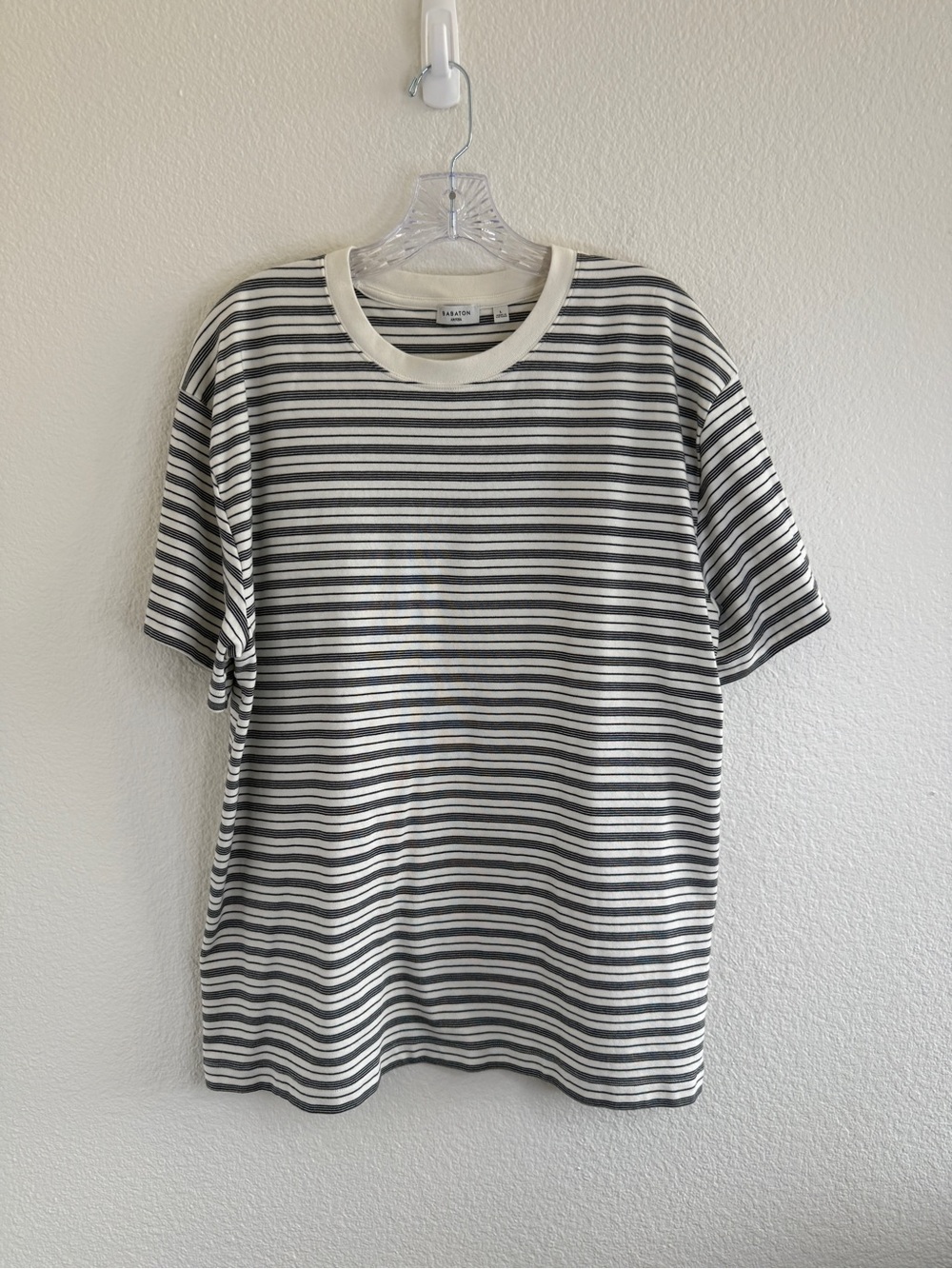 Aritzia Sriped Short-Sleeve Crewneck Top - Black & White